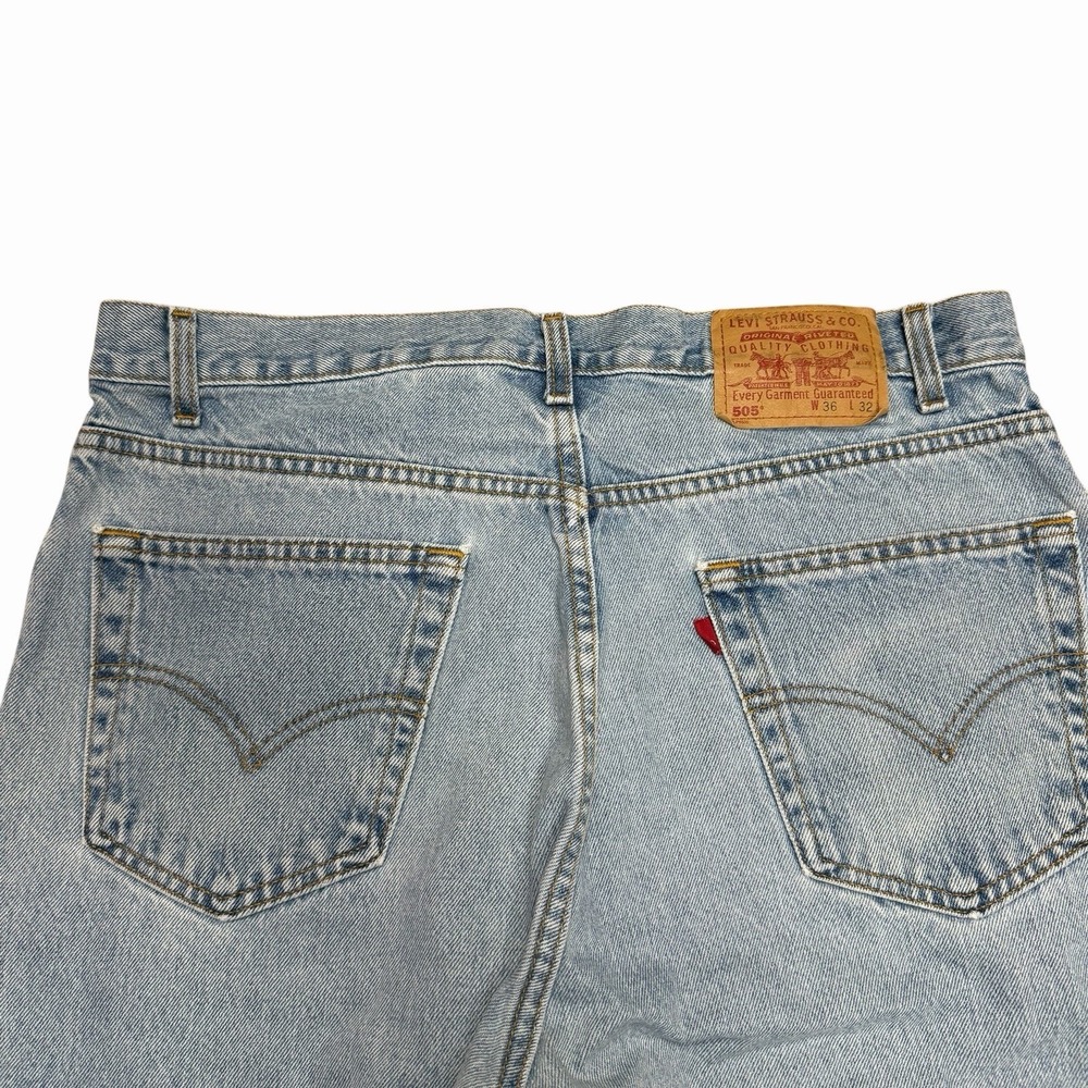 Levi's 505 Men's Jeans Made In Canada Batwings 36x32 Light Wash Straight Leg